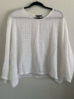 For Cynthia Linen Cotton Top White Gauze M Beach Resort Tropical